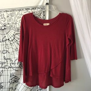 Red henley tee